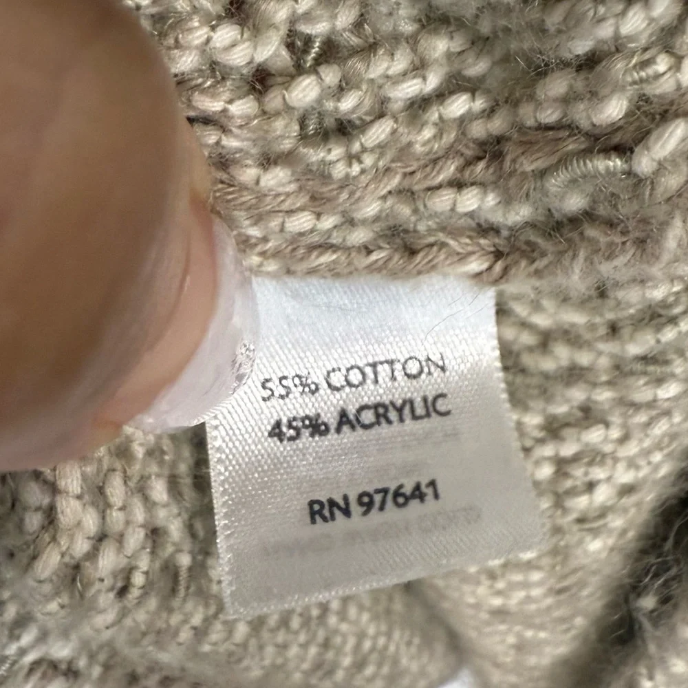 J. Jill Open Knit Tie Waist Long Cardigan Size XL Tan Beach Drapey Lagenlook